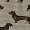 SAUSAGE DOG Animal Upholstery Curtain Cotton Fabric Material 55"/140cm wide canvas - Brown Cream - Image 4