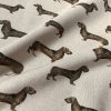 SAUSAGE DOG Animal Upholstery Curtain Cotton Fabric Material 55"/140cm wide canvas - Brown Cream - Image 5
