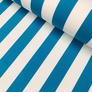 Turquoise & White Striped DRALON Outdoor Fabric Acrylic Teflon Waterproof Upholstery Material For Cushion Gazebo Beach - 63"/160cm Wide