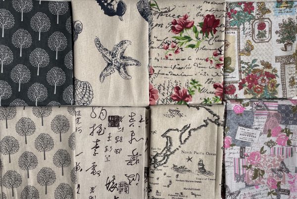 Cotton Linen Blend Collection Mix Fabrics Natural Printed Hessian Jute Material Home Decor Curtain Upholstery- 59"/150cm Wide Canvas