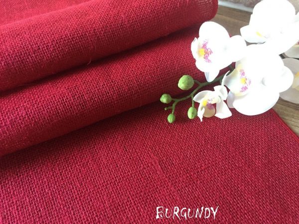 BURGUNDY Red Rustic Burlap Jute Runners For Events, Weddings, Home - Jute Hessian Table Runner - 12'' or 30cm Wide - Image 3