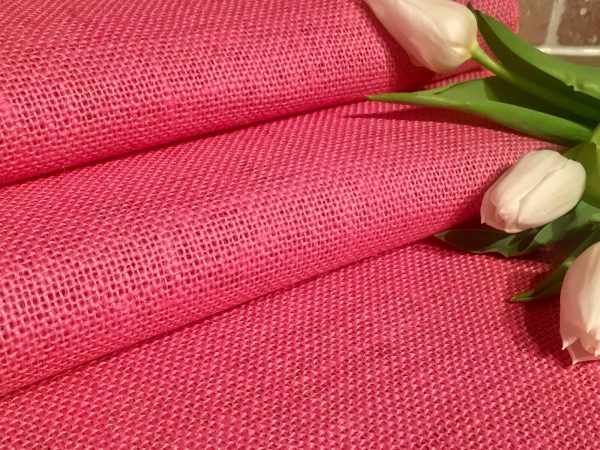 CANDY Pink Dyed HESSIAN 100% JUTE Fabric Sacking Material - 10oz Fine Natural Burlap for Wedding, Table Runner, Curtains - 150cm or 59" Wide