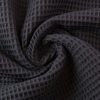 Cotton WAFFLE Pique Honeycomb Fabric Material - bathrobe, gown, towel, cushion - 140cm wide - Black