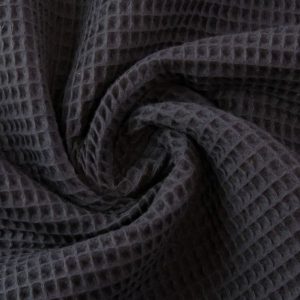 Cotton WAFFLE Pique Honeycomb Fabric Material - bathrobe, gown, towel, cushion - 140cm wide - Black