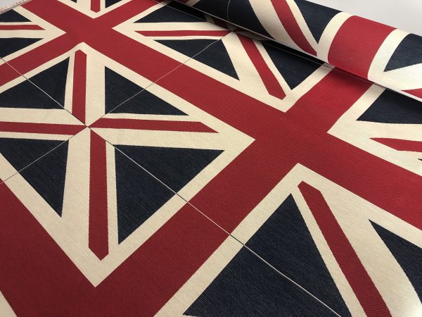 MEDIUM Union Jack Flag Retro Linen Look Heavy Jacquard Gobelin Upholstery Cotton Bag Cushion Panel Fabric UK Banner 70x47cm or 27''x18''