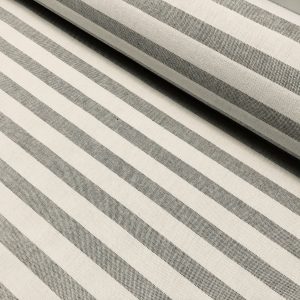 Linen Look White STRIPES Culla Fabric Furnishing Curtain Upholstery Dressmaking Cotton Material 110″/280cm EXTRA Wide Canvas - GREY