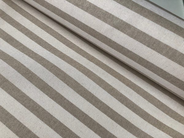 Linen Look White STRIPES Culla Fabric Furnishing Curtain Upholstery Dressmaking Cotton Material 110″/280cm EXTRA Wide Canvas - NATURAL