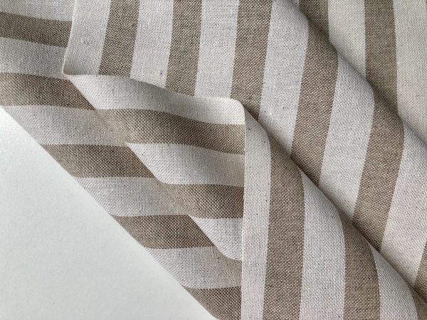Linen Look White STRIPES Culla Fabric Furnishing Curtain Upholstery Dressmaking Cotton Material 110″/280cm EXTRA Wide Canvas - NATURAL - Image 2
