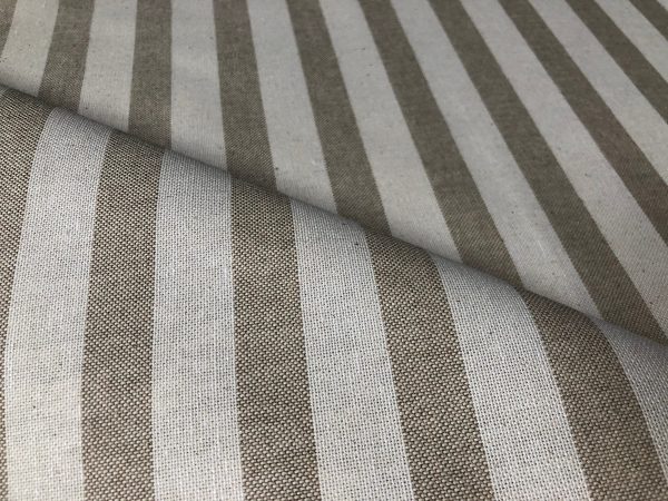 Linen Look White STRIPES Culla Fabric Furnishing Curtain Upholstery Dressmaking Cotton Material 110″/280cm EXTRA Wide Canvas - NATURAL - Image 3