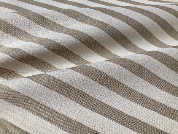 Linen Look White STRIPES Culla Fabric Furnishing Curtain Upholstery Dressmaking Cotton Material 110″/280cm EXTRA Wide Canvas - NATURAL - Image 4