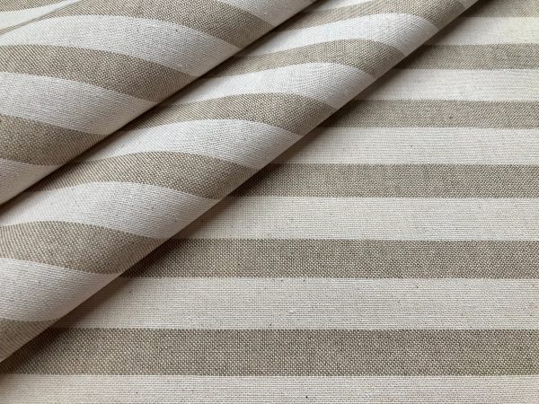 Linen Look White STRIPES Culla Fabric Furnishing Curtain Upholstery Dressmaking Cotton Material 110″/280cm EXTRA Wide Canvas - NATURAL - Image 5