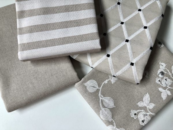 Linen Look White STRIPES Culla Fabric Furnishing Curtain Upholstery Dressmaking Cotton Material 110″/280cm EXTRA Wide Canvas - NATURAL - Image 8