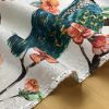 Peacock Bird Fabric Floral Garden Furnishing, Curtains, Upholstery Material - 55"/140cm Wide - Peach & Turquoise - Image 3