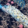 Peacock Bird Fabric - Floral Pink Peony Garden Furnishing, Curtains, Upholstery Material - 55"/140cm Wide - BLACK & Blue - Image 2