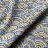 Rainbow Fan Diamond Art Deco Peacock Fan Damask Fabric - Furnishing, Curtains, Upholstery Material - 55"/140cm Wide - Blue & Mustard - Image 2