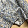 Rainbow Fan Diamond Art Deco Peacock Fan Damask Fabric - Furnishing, Curtains, Upholstery Material - 55"/140cm Wide - Blue & Mustard - Image 3