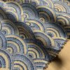 Rainbow Fan Diamond Art Deco Peacock Fan Damask Fabric - Furnishing, Curtains, Upholstery Material - 55"/140cm Wide - Blue & Mustard - Image 4