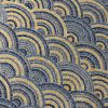 Rainbow Fan Diamond Art Deco Peacock Fan Damask Fabric - Furnishing, Curtains, Upholstery Material - 55"/140cm Wide - Blue & Mustard - Image 5