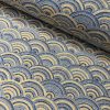 Rainbow Fan Diamond Art Deco Peacock Fan Damask Fabric - Furnishing, Curtains, Upholstery Material - 55"/140cm Wide - Blue & Mustard - Image 6
