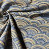 Rainbow Fan Diamond Art Deco Peacock Fan Damask Fabric - Furnishing, Curtains, Upholstery Material - 55"/140cm Wide - Blue & Mustard - Image 7