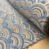 Rainbow Fan Diamond Art Deco Peacock Fan Damask Fabric - Furnishing, Curtains, Upholstery Material - 55"/140cm Wide - Blue & Mustard - Image 8