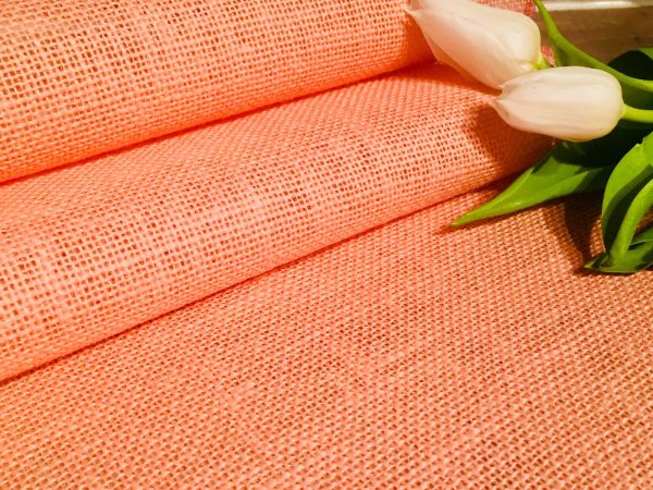 SALMON Pink Dyed HESSIAN 100% JUTE Fabric Sacking Material 10oz Fine Natural Burlap for Wedding, Table Runner, Curtains - 150cm or 59" Wide