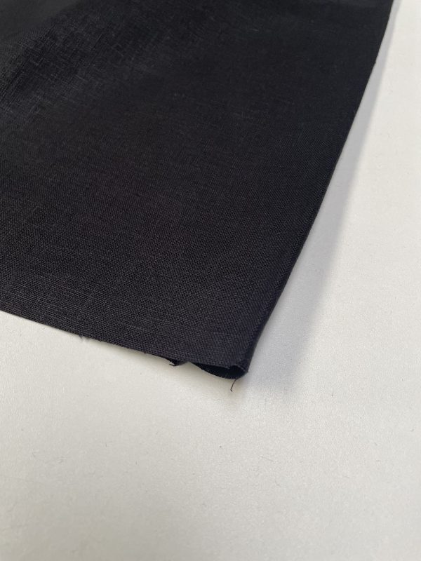 Pure Plain Soft Linen Fabric Material -  100% Linens Textile for Home Decor, Curtains, Clothes - 140cm wide - Plain BLACK - Image 4