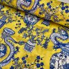 BLUE Chinese Dragon Digitally Printed Fabric Asian Porcelain Motif Material Home Decor Curtain Upholstery 140cm or 55" wide - Mustard & Blue