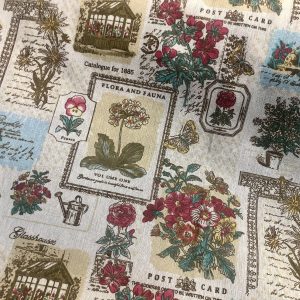 Botanic Garden Cotton Linen Blend Fabric Natural Vintage Look Floral Printed Material Home Decor Curtain Upholstery- 59"/150cm Wide Canvas