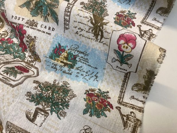 Botanic Garden Cotton Linen Blend Fabric Natural Vintage Look Floral Printed Material Home Decor Curtain Upholstery- 59"/150cm Wide Canvas - Image 4