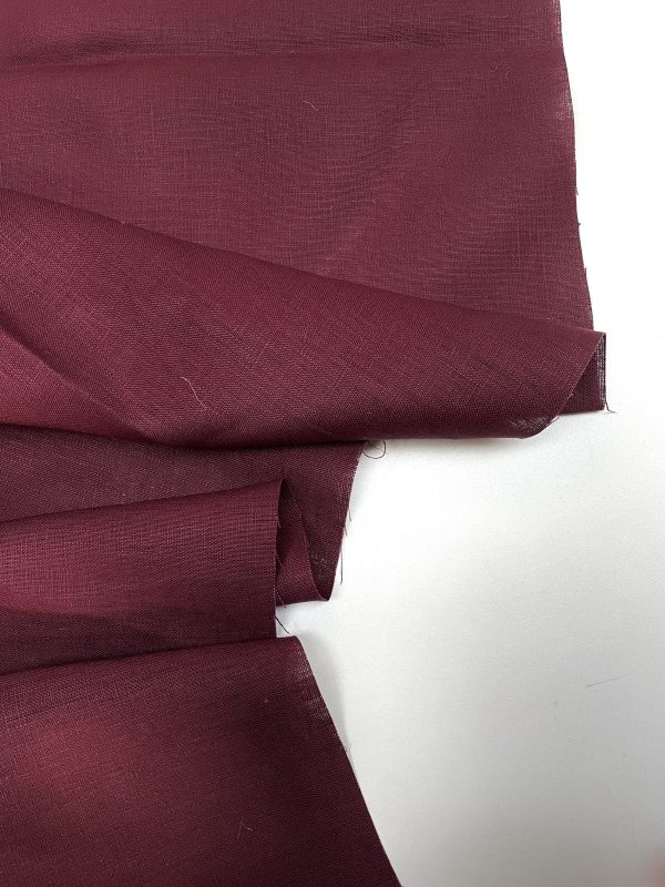 Pure Plain Soft Linen Fabric Material -  100% Linens Textile for Home Decor, Curtains, Clothes - 140cm wide - Plain BURGUNDY Red - Image 2