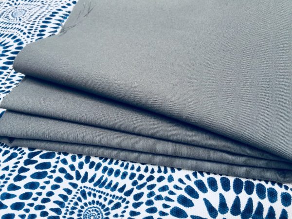 GREY Waterproof Outdoor Ottoman Fabric Soft Teflon Material Plain Colours For Cushion Gazebo Beach - 55"/140cm Wide Canvas
