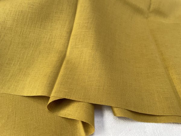 Pure Plain Soft Linen Fabric Material -  100% Linen for Home Decor, Curtains, Clothes - 140cm wide - Plain Mustard Yellow