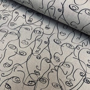 Picasso Faces Digitally Printed Fabric Furnishing Curtain Upholstery Dressmaking Cotton Material 110" or 280cm EXTRA Wide Canvas
