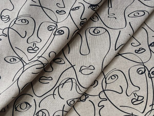 Picasso Faces Digitally Printed Fabric Furnishing Curtain Upholstery Dressmaking Cotton Material 110" or 280cm EXTRA Wide Canvas - Image 2
