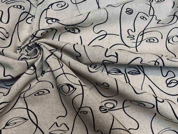 Picasso Faces Digitally Printed Fabric Furnishing Curtain Upholstery Dressmaking Cotton Material 110" or 280cm EXTRA Wide Canvas - Image 3