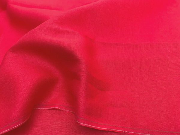 Pure Plain Soft Linen Fabric Material -  100% Linens Textile for Home Decor, Curtains, Clothes - 140cm wide - Plain RED Linen - Image 2