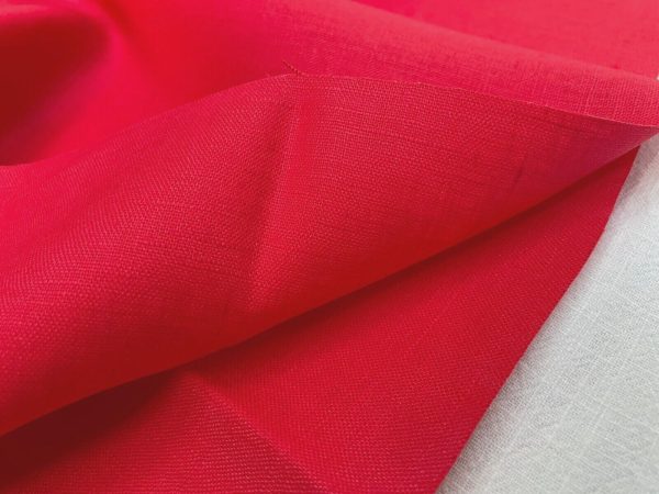 Pure Plain Soft Linen Fabric Material -  100% Linens Textile for Home Decor, Curtains, Clothes - 140cm wide - Plain RED Linen - Image 4