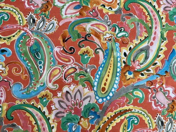 RED Paisley Fabric Summer Digitally Printed Floral Material Home Decor Curtain Upholstery 140cm or 55" wide - Multicoloured - Image 3