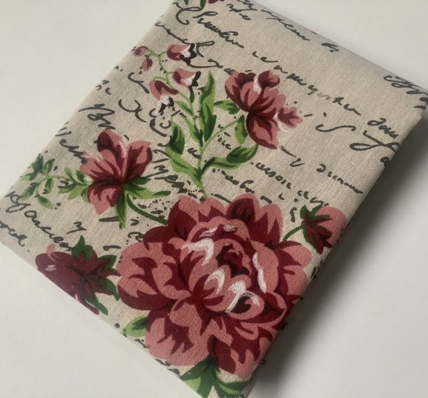 Red Peony Love Letter Cotton Linen Blend Fabric Natural Vintage Rose Printed Material Home Decor Curtain Upholstery- 59"/150cm Wide Canvas - Image 6