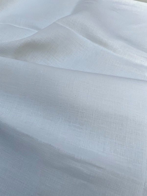 Pure Plain Soft Linen Fabric Material - 100% Linens Textile for Home Decor, Curtains, Clothes - 140cm wide - Plain WHITE - Image 3