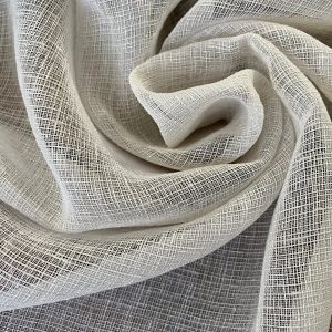 CREAM Inbetween Voile Tulle Organza Fabric Linen Look Sheer Curtains Net With Lead Cord Weight Base - 280cm EXTRA Wide