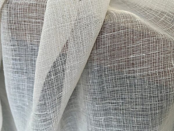 CREAM Inbetween Voile Tulle Organza Fabric Linen Look Sheer Curtains Net With Lead Cord Weight Base - 280cm EXTRA Wide - Image 4
