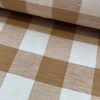 100% Linen Gingham Checked Fabric Plaid Material Buffalo Check Yarn Dressmaking, Curtains - 150cm wide - LIGHT BROWN & WHITE Checks - Image 2