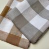 100% Linen Gingham Checked Fabric Plaid Material Buffalo Check Yarn Dressmaking, Curtains - 150cm wide - LIGHT BROWN & WHITE Checks - Image 3