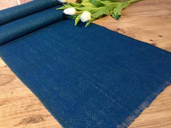 INDIGO BLUE Rustic Burlap Jute Runners For Events, Weddings, Home - Jute Hessian Table Runner - 12'' or 30cm Wide