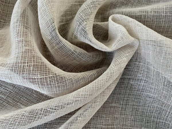 TAUPE GREY Inbetween Voile Tulle Organza Fabric Linen Look Sheer Curtains Net With Lead Cord Weight Base - 280cm EXTRA Wide