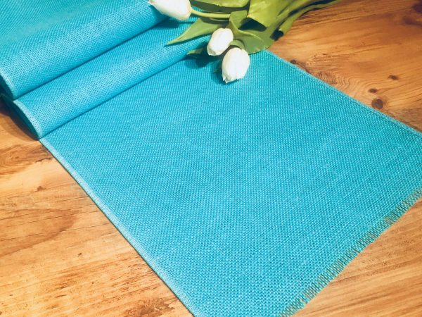 TURQUOISE Rustic Burlap Jute Runners For Events, Weddings, Home - Jute Hessian Table Runner - 12'' or 30cm Wide