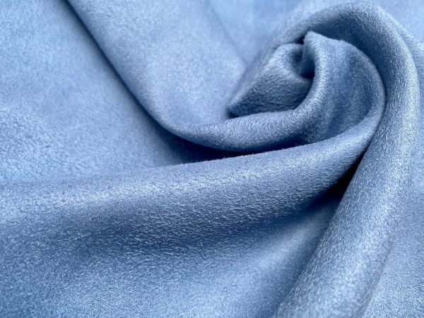 Blue BLACKOUT Faux Suede Polyester Fabric For Curtains Upholstery Material - 55"/140cm Wide