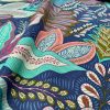 BOTANIC Leaf Fabric Tropical Floral Tree Leaves Print Cotton Curtain Upholstery Material 55"/140cm wide Canvas - Blue Turquoise - Image 4